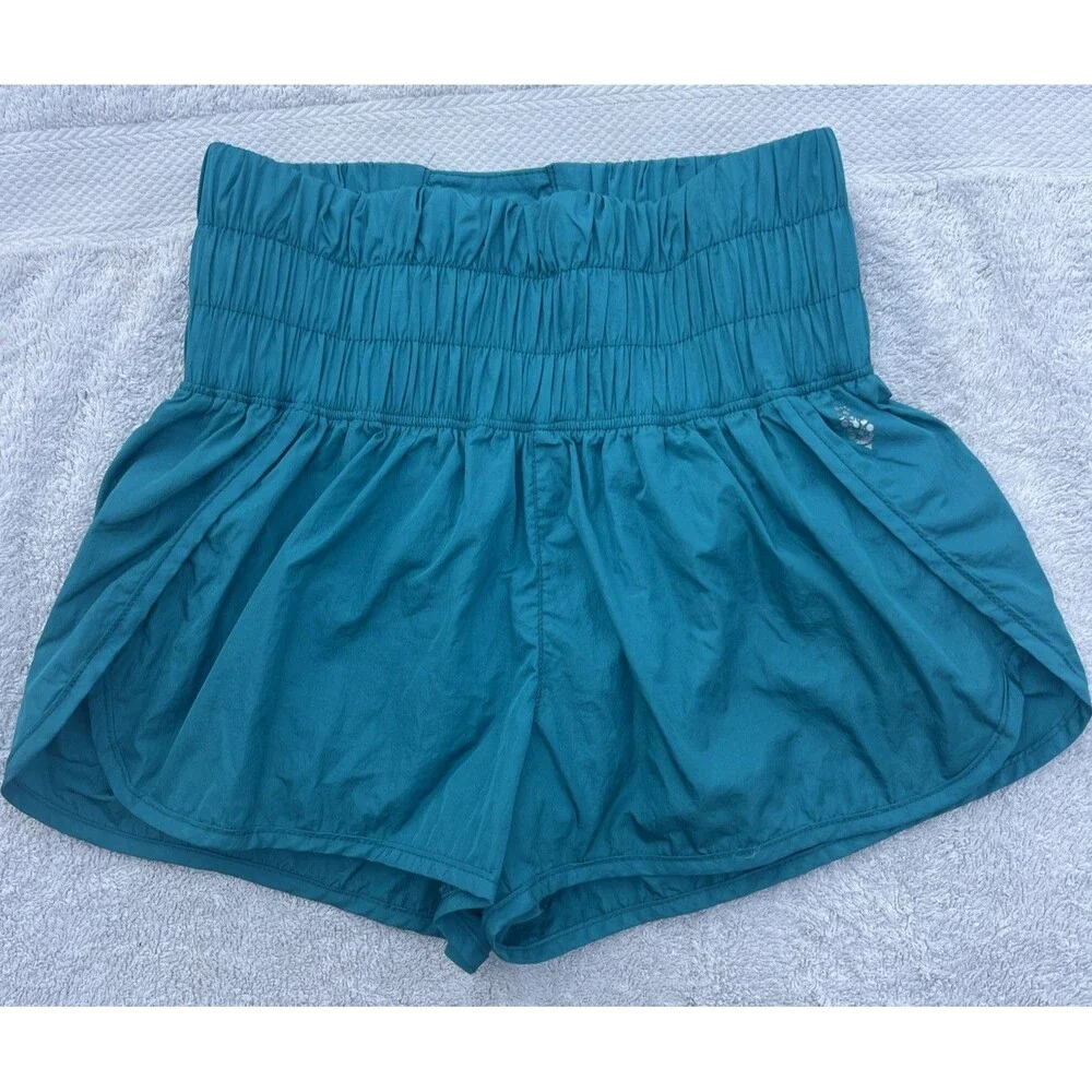Free People Dolphin Hem Shorts S Teal Lined Lightweight Gym Lounge Coast…